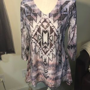 Western Lace lined top with Sequins, size Small.